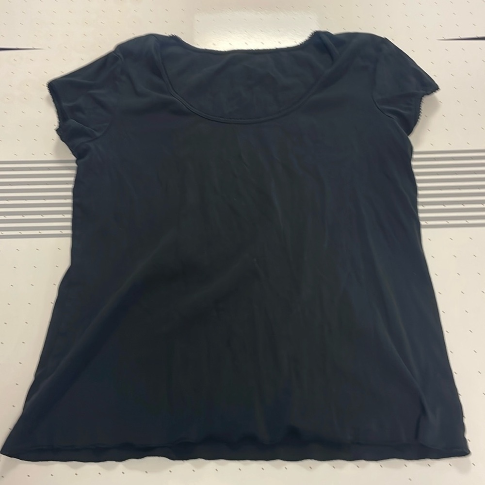 Simple Black Scalloped Tshirt